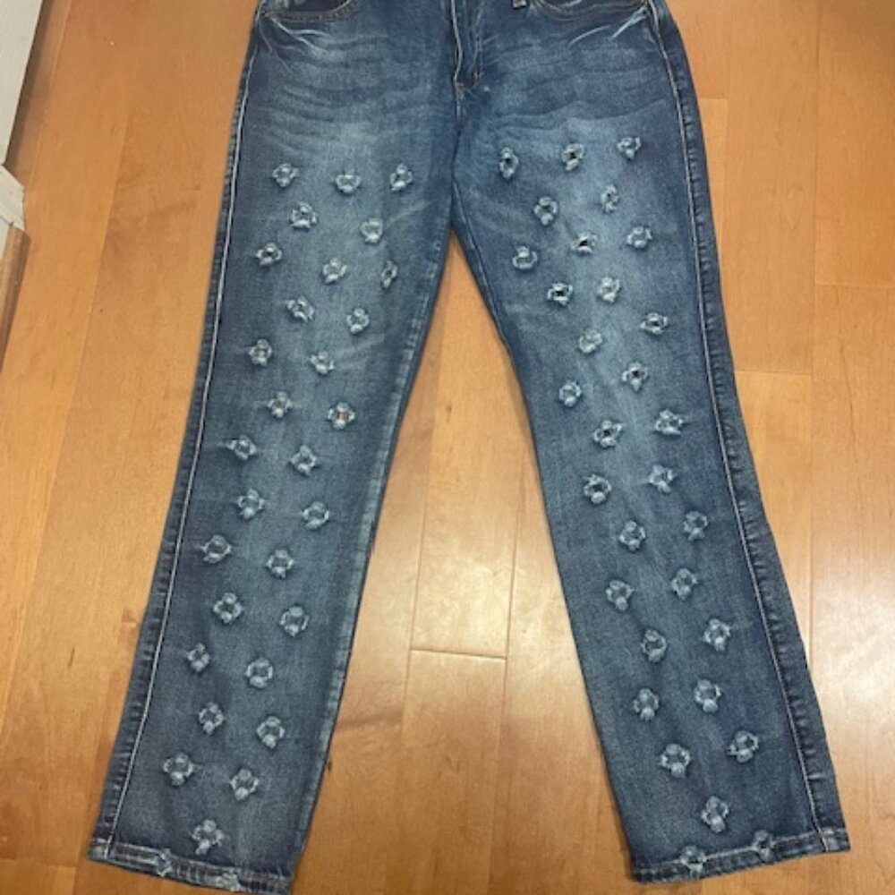 Blue Turtle Hole Punched Jeans